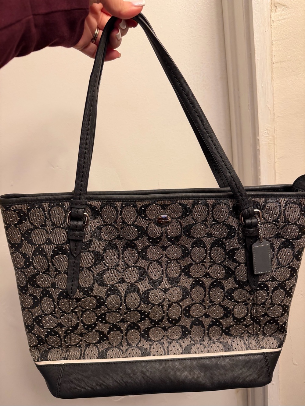 Coach Black and Gray Signature Jacquard Tote